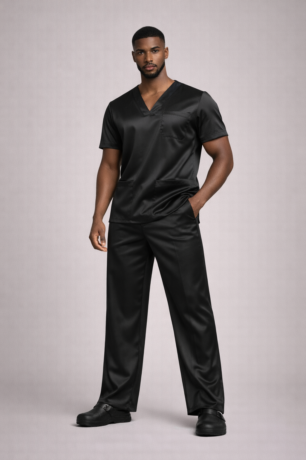“Noir” Satin Scrub Set