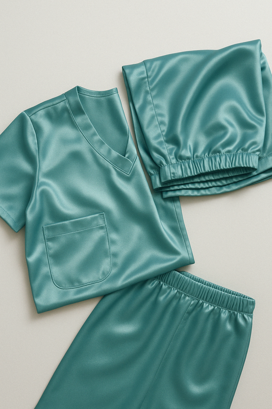 Satin Pants Scrub Set