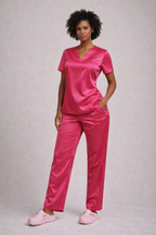 “Radiant Muse” Satin Pants Scrub Set